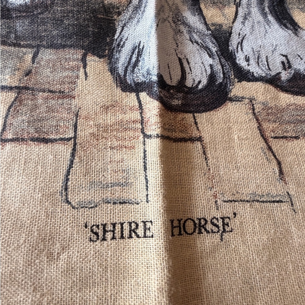 Vintage Shire Horse Printed Linen-Cotton Tea Towel - Picture 6 of 8